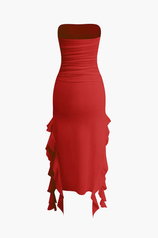 Sofia | Robe maxi bandeau élégante avec détails volant – Raffinement intemporel