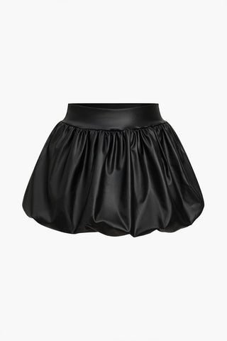 Cordula | Jupe mini ballon extravagante en simili cuir avec ceinture élastique