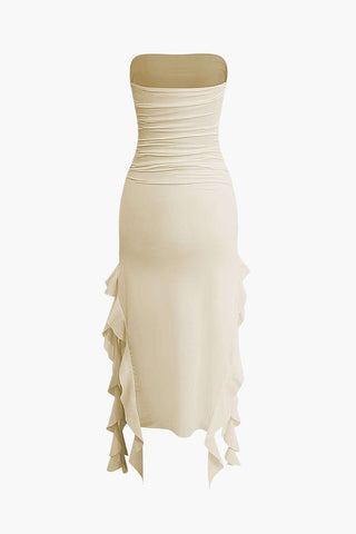 Sofia | Robe maxi bandeau élégante avec détails volant – Raffinement intemporel