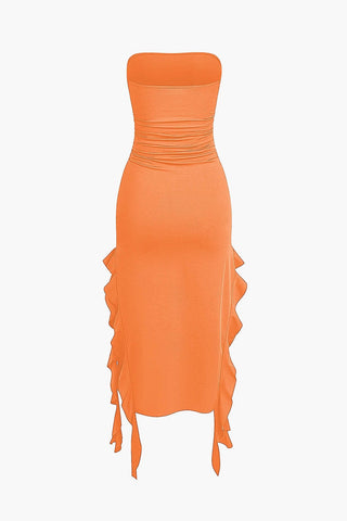 Sofia | Robe maxi bandeau élégante avec détails volantés – Élégance intemporelle