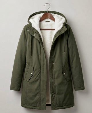 Parka Leah™ imperméable doublée polaire vert forêt, capuche et poches boutonnées