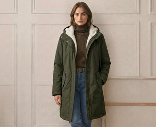 Parka Leah™ imperméable doublée polaire vert forêt, capuche et fermeture zippée
