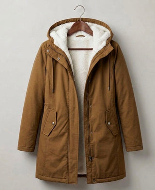 Parka Leah™ imperméable doublée polaire marron, capuche à doublure chaude et poches