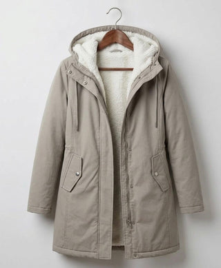 Parka Leah™ imperméable doublée polaire beige/gris, capuche fourrée et poches