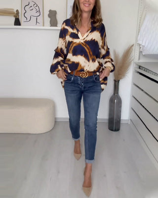 Blouse | Motif Imprimé Abstrait | Col V