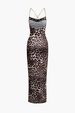 Amelie | Robe maxi léopard séduisante – Look sensuel avec fente