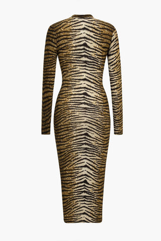Leona | Robe Midi à Imprimé Léopard Élégante – Sauvage & Stylée