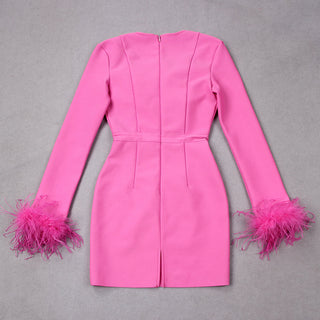 Sofia | Robe Mince Élégante avec Détails en Plumes