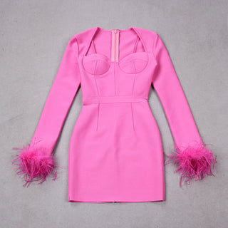 Sofia | Robe Minikleid Élégante avec Détails en Plumes