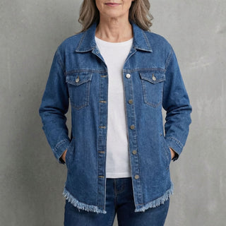 Veste en jean RHETT bleue, manches longues, 2 poches poitrine et fermeture boutonnée
