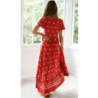 Robe Maxi Boho avec effet portefeuille & fentes – Estivale & Féminine