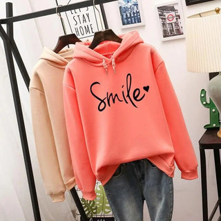 Sweat à Capuche Femme Oversize Imprimé Message Smile