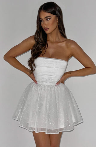 Kate | Robe Mini Blanche Pailletée