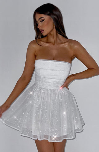 Kate | Robe Mini Blanche Pailletée