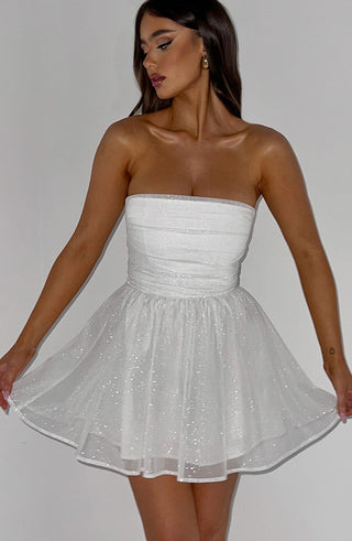 Kate | Robe Mini Blanche Pailletée