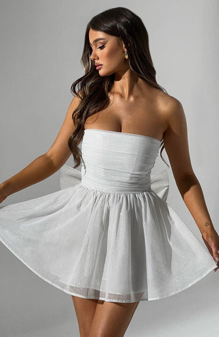 Kate | Robe Mini Blanche Pailletée