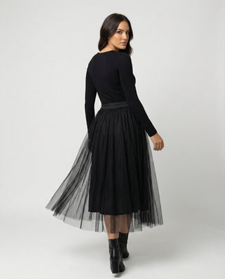 Jupe Midi Tulle | Taille Élastique | Coupe Évasée