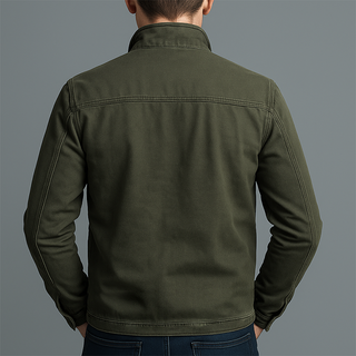 Veste thermique Matteo™ vert olive, vue dos avec zip et coutures, poignets boutonnés