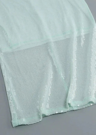 Maya | Robe à manches longues en tulle brillant vert menthe pour femmes