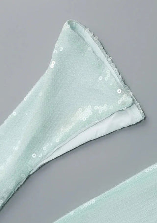 Maya | Robe à manches longues en tulle brillant vert menthe pour femmes