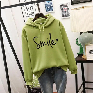 Sweat à Capuche Femme Oversize Imprimé Message Smile