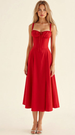 Robe Midi | Bretelles Fines | Bustier
