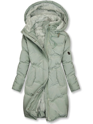 Manteau d’hiver long pour femme avec doublure chaude et capuche