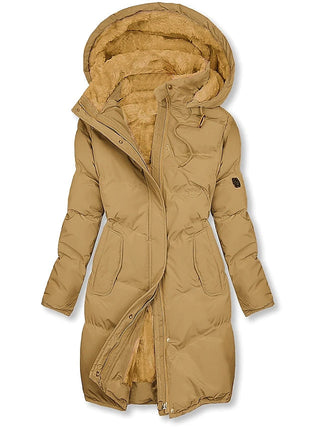 Manteau d’hiver long pour femme avec doublure chaude et capuche